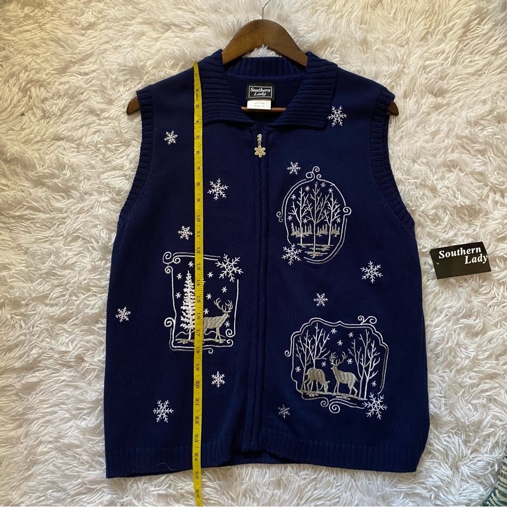Vintage Southern Lady Women's Winter Embroidered Sweater Vest Zip Closure Small - Picture 8 of 8